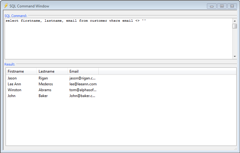 Sqr Sql Command Window